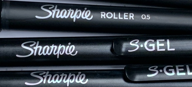 Sharpie S-Gel Retractable Gel Pen, Fine 0.5 mm, Black Ink/Barrel, 4/Pack